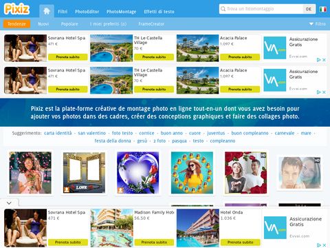 Pixiz fotomontaggi gratis online, foto effetti