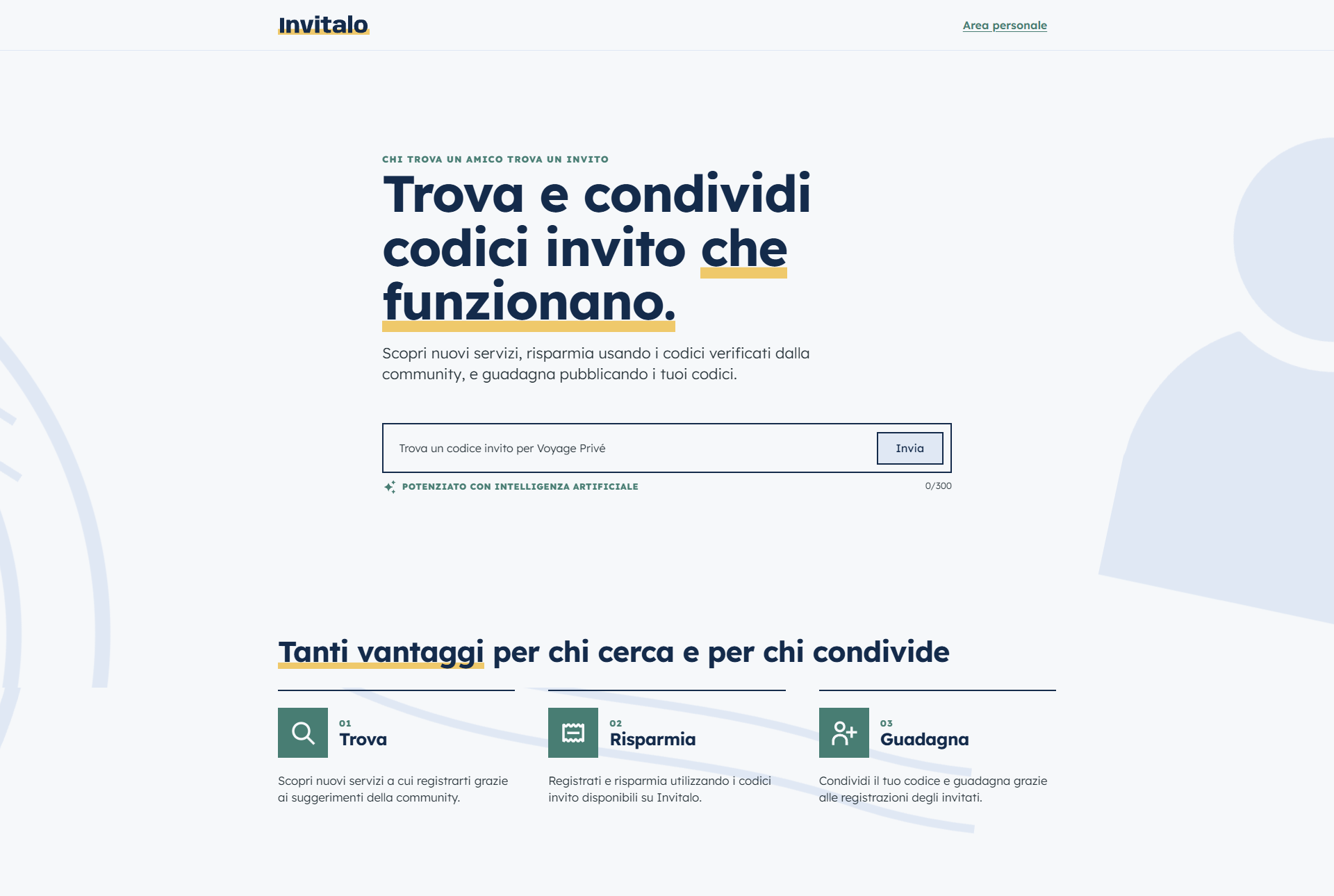Invitalo: codici invito e codici amico